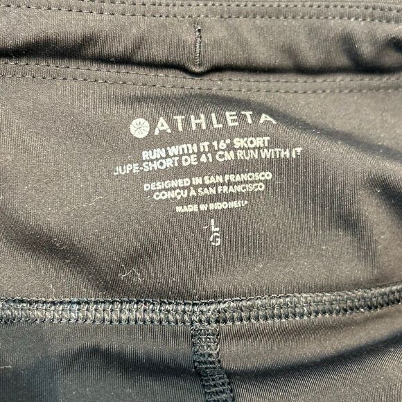 Athleta Run With It Skort 16" Sz Large Black Skirt Pocket Quick Dry Athleisure - Picture 7 of 9